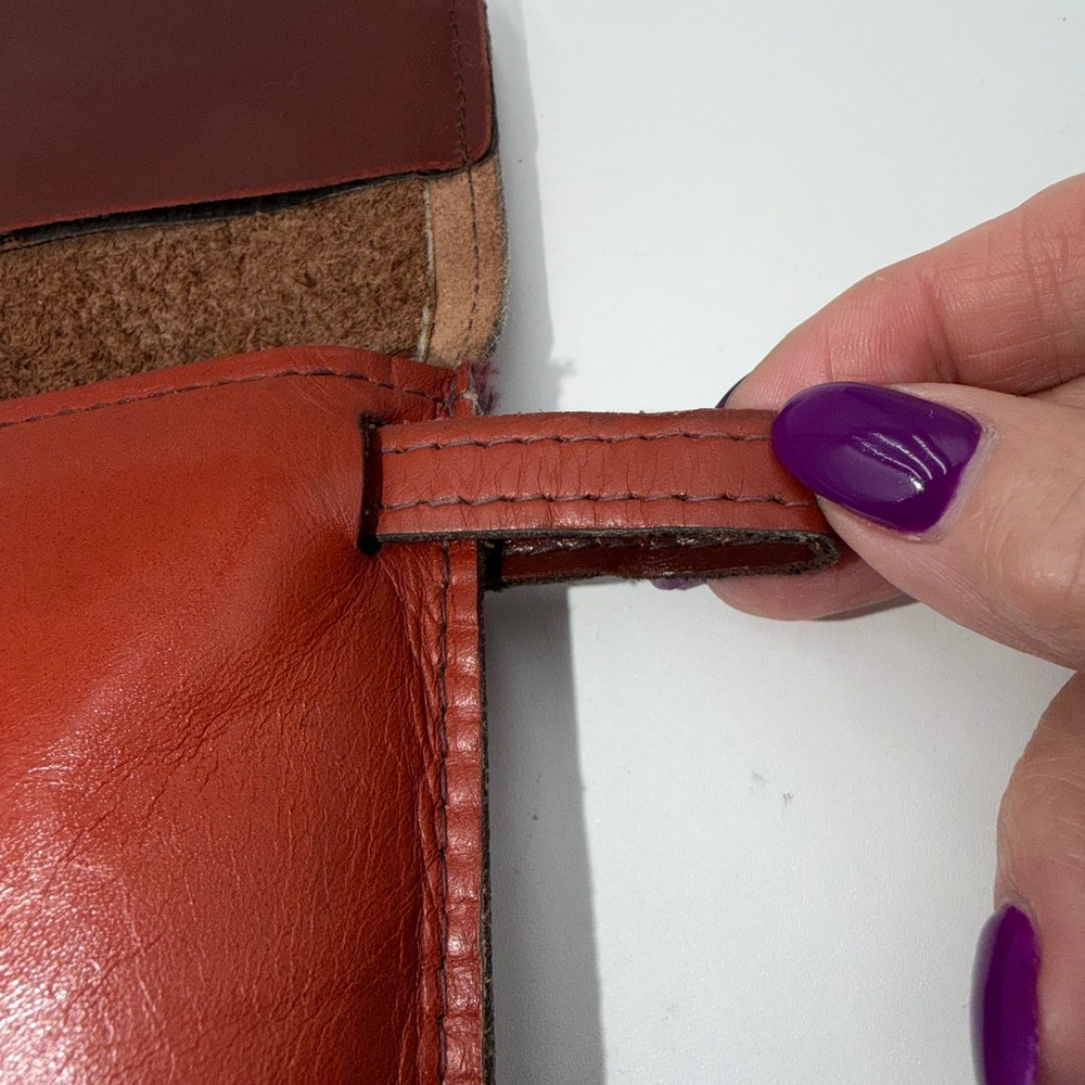 Vintage Red Leather Envelope Clutch Bag Wristlet Made in Dominican Republic - Picture 5 of 13